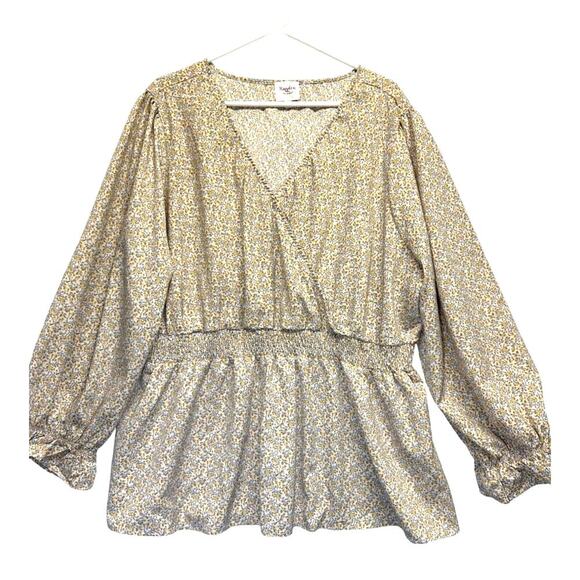 HAYDEN Los Angeles V Neck Floral Ruffle L/S Top Size 3X EUC Fairy Boho - Picture 1 of 7